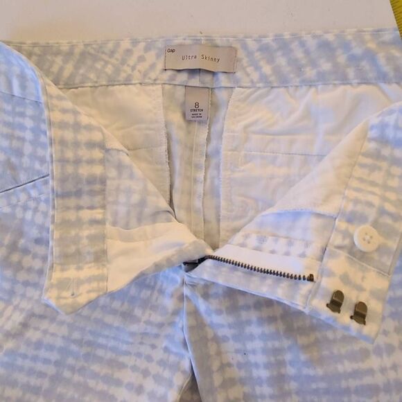 GAP Ultra Skinny Womens Blue White Print Stretch Ankle Pants Size 8 - Picture 7 of 14